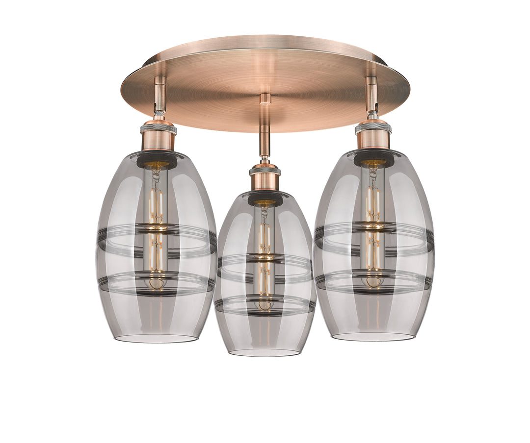 Innovations Lighting Vaz 6" Flush Mount - Antique Copper Ceiling Flush Mounts Innovations Lighting Light Smoke ; Glass Type: Smoked  