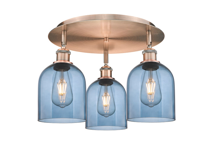 Innovations Lighting Bella 6" Flush Mount Ceiling Flush Mounts Innovations Lighting Antique Copper Blue  ; Glass Type: Blue 