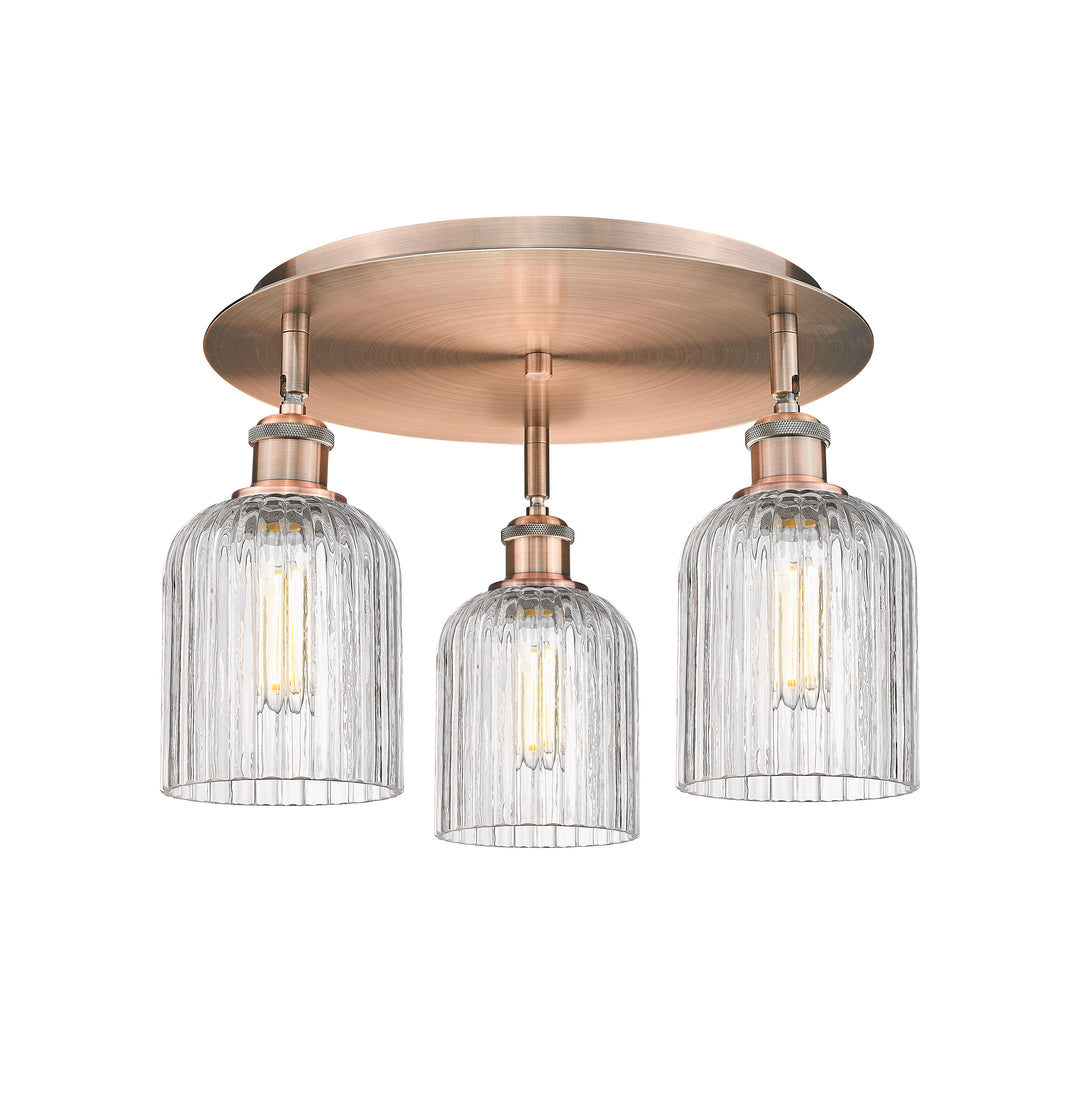 Innovations Lighting Bridal Veil 5" Flush Mount Ceiling Flush Mounts Innovations Lighting Antique Copper Clear ; Glass Type: Clear; Ribbed 