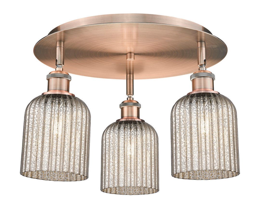 Innovations Lighting Bridal Veil 5" Flush Mount Ceiling Flush Mounts Innovations Lighting Antique Copper Mercury ; Glass Type: Mercury; Ribbed 