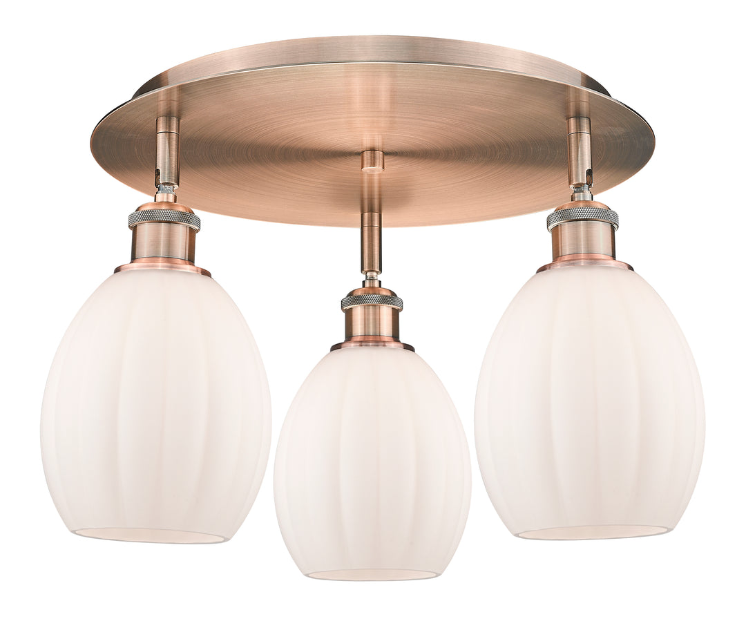 Innovations Lighting Eaton 5.5" Flush Mount - Antique Copper Ceiling Flush Mounts Innovations Lighting Matte White ; Glass Type: White; Ribbed  