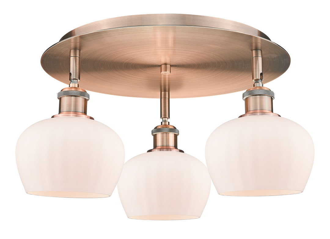 Innovations Lighting Fenton 6.5" Flush Mount - Antique Copper Ceiling Flush Mounts Innovations Lighting Matte White ; Glass Type: White; Ribbed  