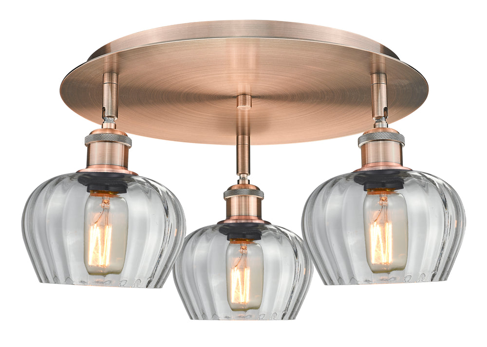 Innovations Lighting Fenton 6.5" Flush Mount - Antique Copper Ceiling Flush Mounts Innovations Lighting Clear ; Glass Type: Transparent; Ribbed  