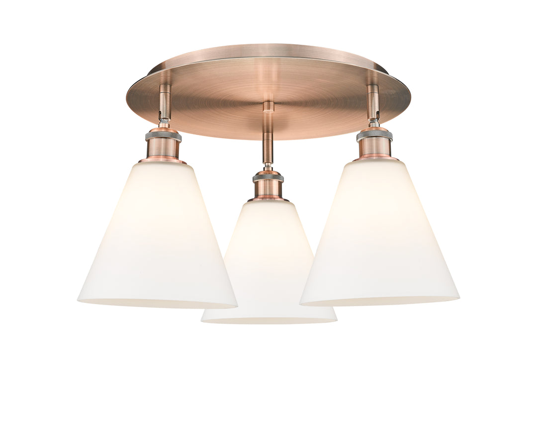 Innovations Lighting Berkshire Glass 8" Flush Mount Ceiling Flush Mounts Innovations Lighting Antique Copper Matte White ; Glass Type: White 