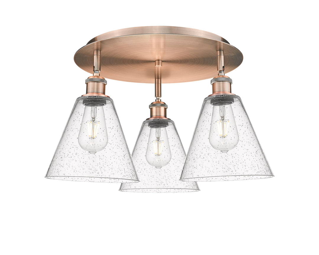 Innovations Lighting Berkshire Glass 8" Flush Mount Ceiling Flush Mounts Innovations Lighting Antique Copper Seedy ; Glass Type: Seeded 