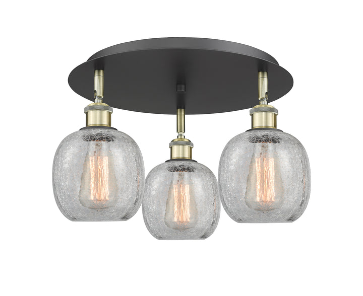 Innovations Lighting Belfast 6" Flush Mount - Black Antique Brass Ceiling Flush Mounts Innovations Lighting Clear Crackle ; Glass Type: Crackled  