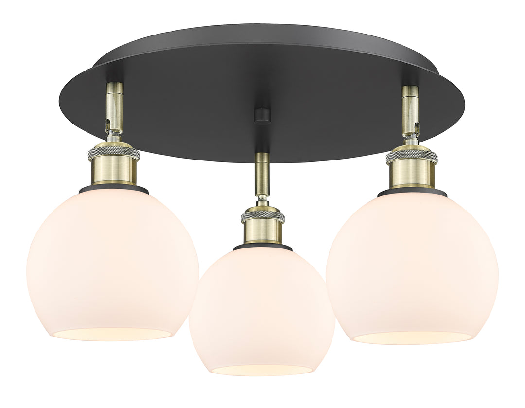 Innovations Lighting Athens 6" Flush Mount Ceiling Flush Mounts Innovations Lighting Black Antique Brass Matte White ; Glass Type: White 