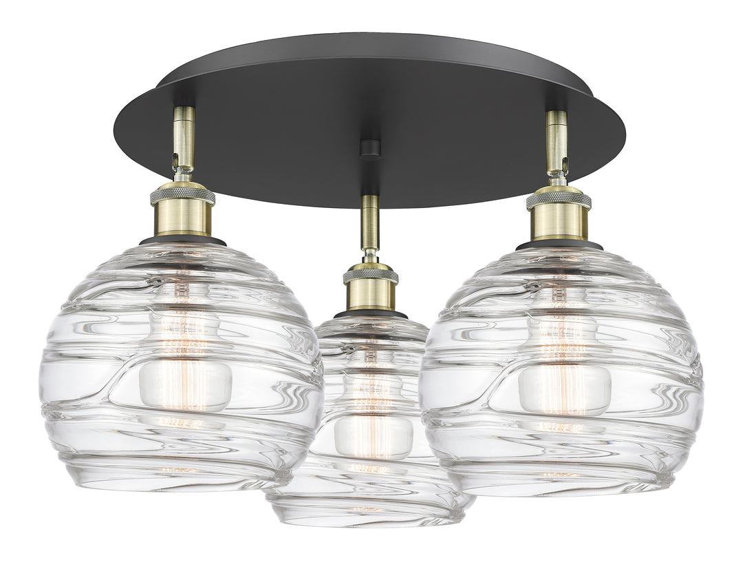 Innovations Lighting Athens Deco Swirl 8" Flush Mount Ceiling Flush Mounts Innovations Lighting Black Antique Brass Clear Deco Swirl ; Glass Type: Cleat 