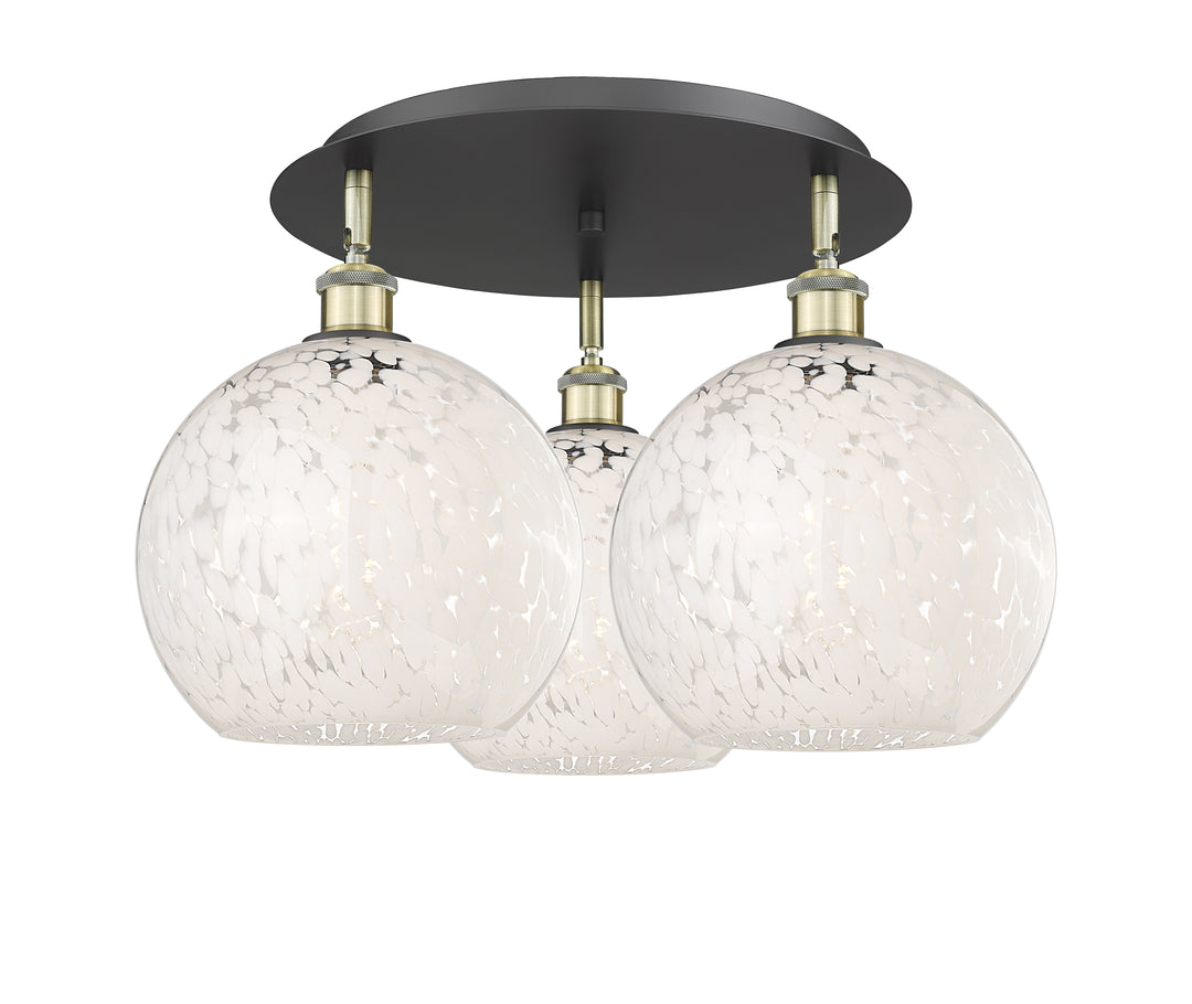 Innovations Lighting White Mouchette 10" Flush Mount - Black Antique Brass Ceiling Flush Mounts Innovations Lighting White Mouchette ; Glass Type: White  