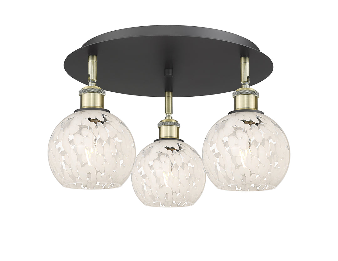 Innovations Lighting White Mouchette 6" Flush Mount - Black Antique Brass Ceiling Flush Mounts Innovations Lighting White Mouchette ; Glass Type: White  