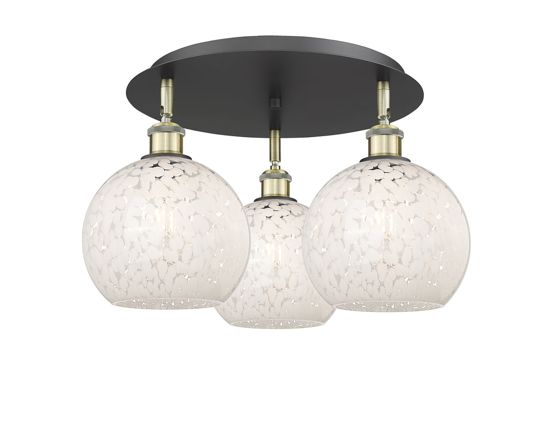 Innovations Lighting White Mouchette 8" Flush Mount - Black Antique Brass Ceiling Flush Mounts Innovations Lighting White Mouchette ; Glass Type: White  