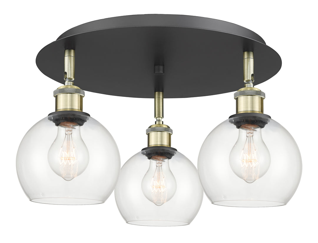 Innovations Lighting Athens 6" Flush Mount Ceiling Flush Mounts Innovations Lighting Black Antique Brass Clear ; Glass Type: Clear 