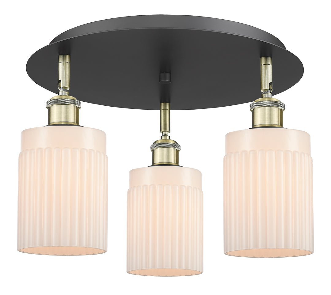 Innovations Lighting Hadley 5" Flush Mount - Black Antique Brass Ceiling Flush Mounts Innovations Lighting Matte White ; Glass Type: White; Ribbed  