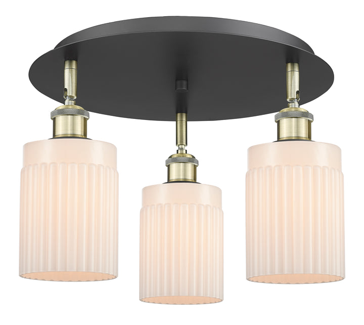 Innovations Lighting Hadley 5" Flush Mount - Black Antique Brass Ceiling Flush Mounts Innovations Lighting Matte White ; Glass Type: White; Ribbed  