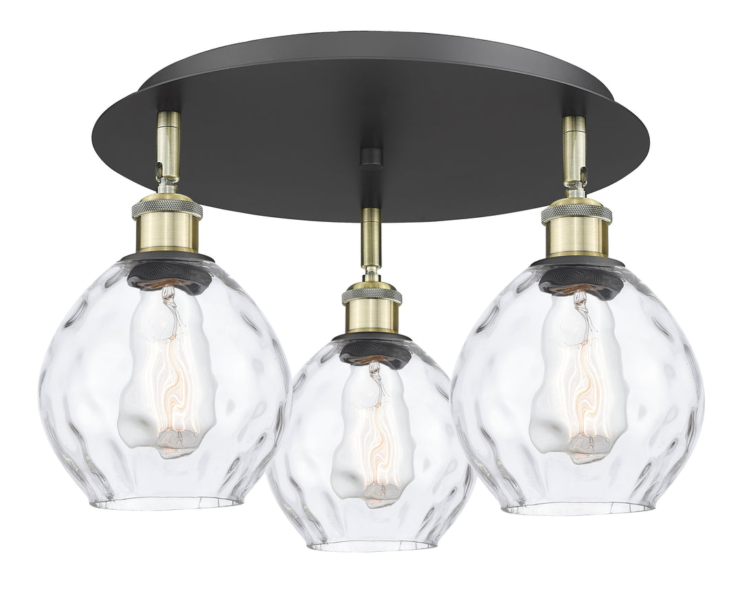 Innovations Lighting Waverly 6" Flush Mount - Black Antique Brass Ceiling Flush Mounts Innovations Lighting Clear ; Glass Type: Water  