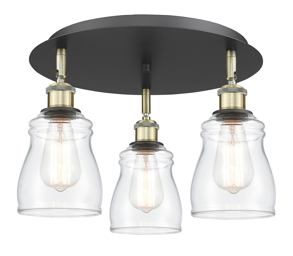 Innovations Lighting Ellery 5" Flush Mount - Black Antique Brass Ceiling Flush Mounts Innovations Lighting Clear ; Glass Type: Clear  