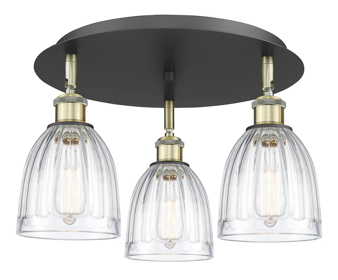 Innovations Lighting Brookfield 6" Flush Mount Ceiling Flush Mounts Innovations Lighting Black Antique Brass Clear ; Glass Type: Transparent; Ribbed 