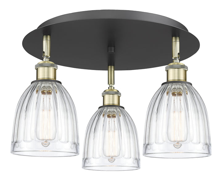 Innovations Lighting Brookfield 6" Flush Mount Ceiling Flush Mounts Innovations Lighting Black Antique Brass Clear ; Glass Type: Transparent; Ribbed 