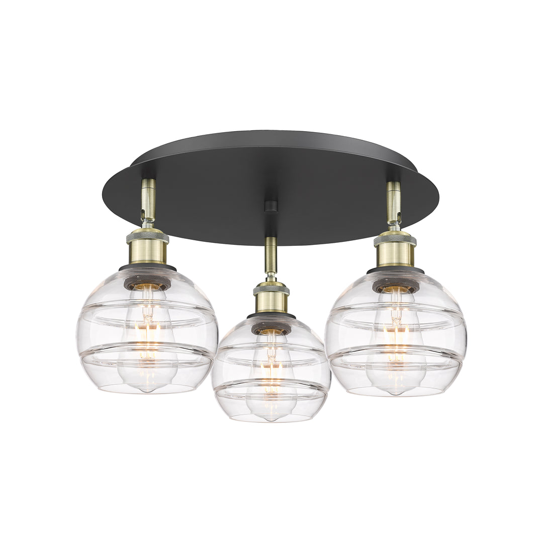 Innovations Lighting Rochester 6" Flush Mount - Black Antique Brass Ceiling Flush Mounts Innovations Lighting Clear ; Glass Type: Clear  