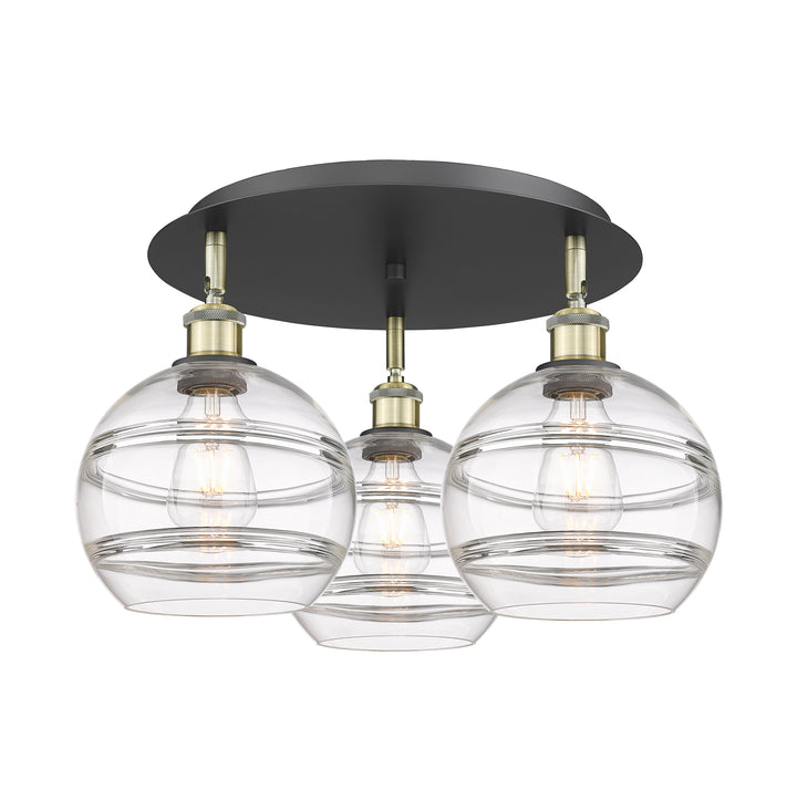 Innovations Lighting Rochester 8" Flush Mount - Black Antique Brass Ceiling Flush Mounts Innovations Lighting Clear ; Glass Type: Clear  