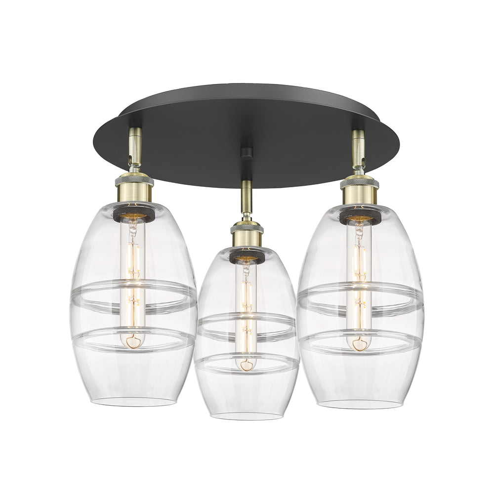 Innovations Lighting Vaz 6" Flush Mount - Black Antique Brass Ceiling Flush Mounts Innovations Lighting Clear ; Glass Type: Clear  