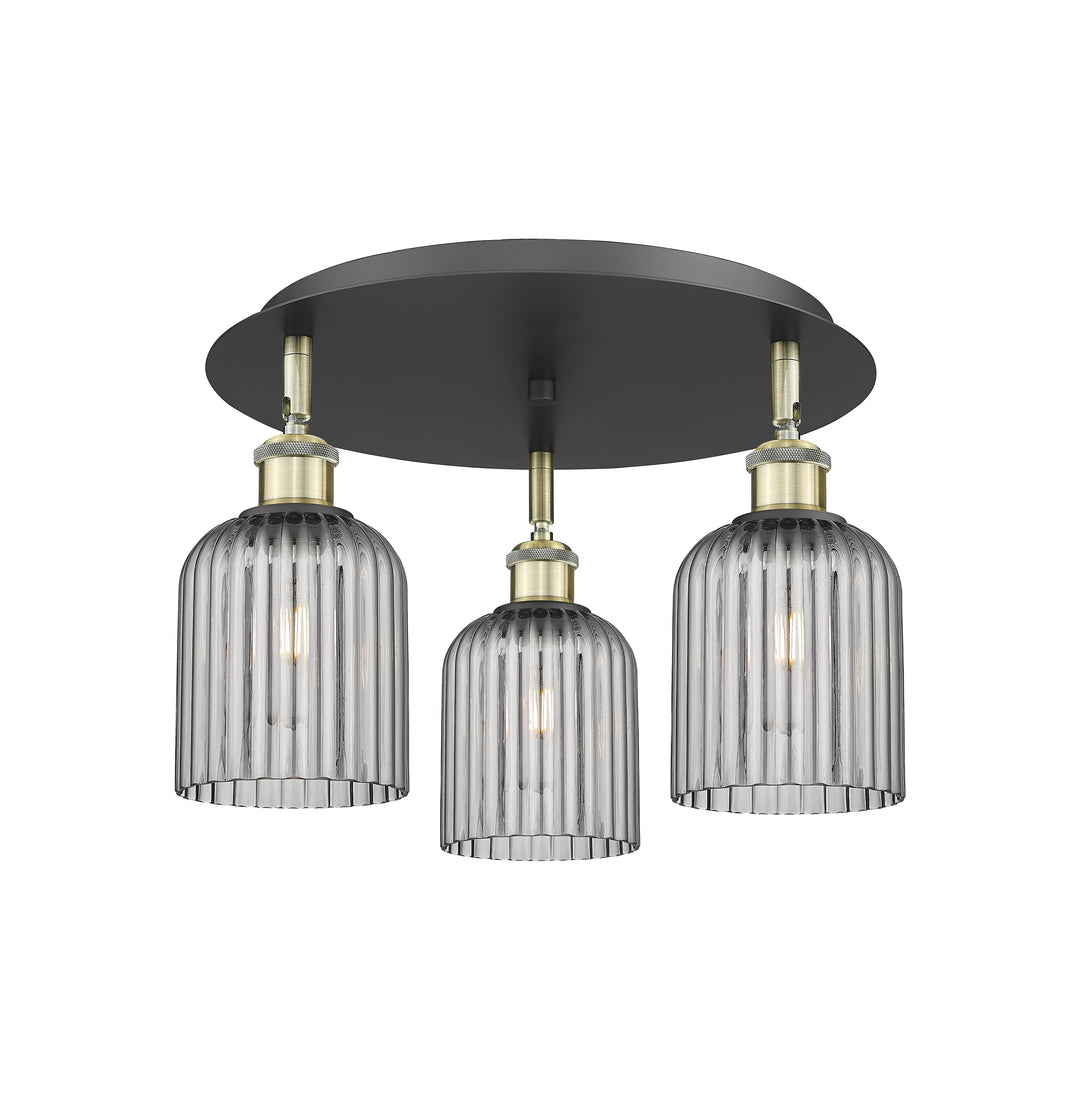 Innovations Lighting Bridal Veil 5" Flush Mount Ceiling Flush Mounts Innovations Lighting Black Antique Brass Light Smoke ; Glass Type: Light Smoke; Ribbed 