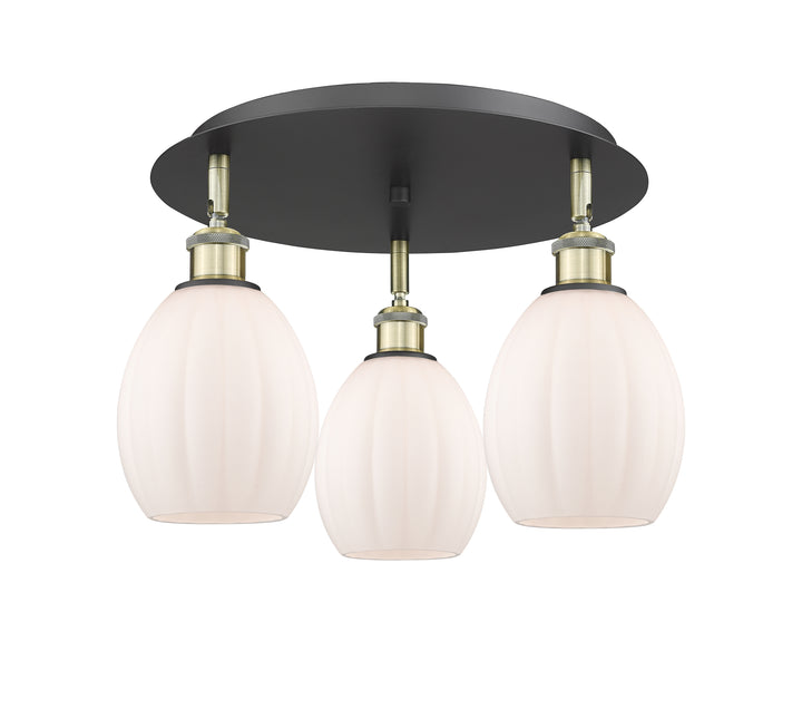 Innovations Lighting Eaton 5.5" Flush Mount - Black Antique Brass Ceiling Flush Mounts Innovations Lighting Matte White ; Glass Type: White; Ribbed  