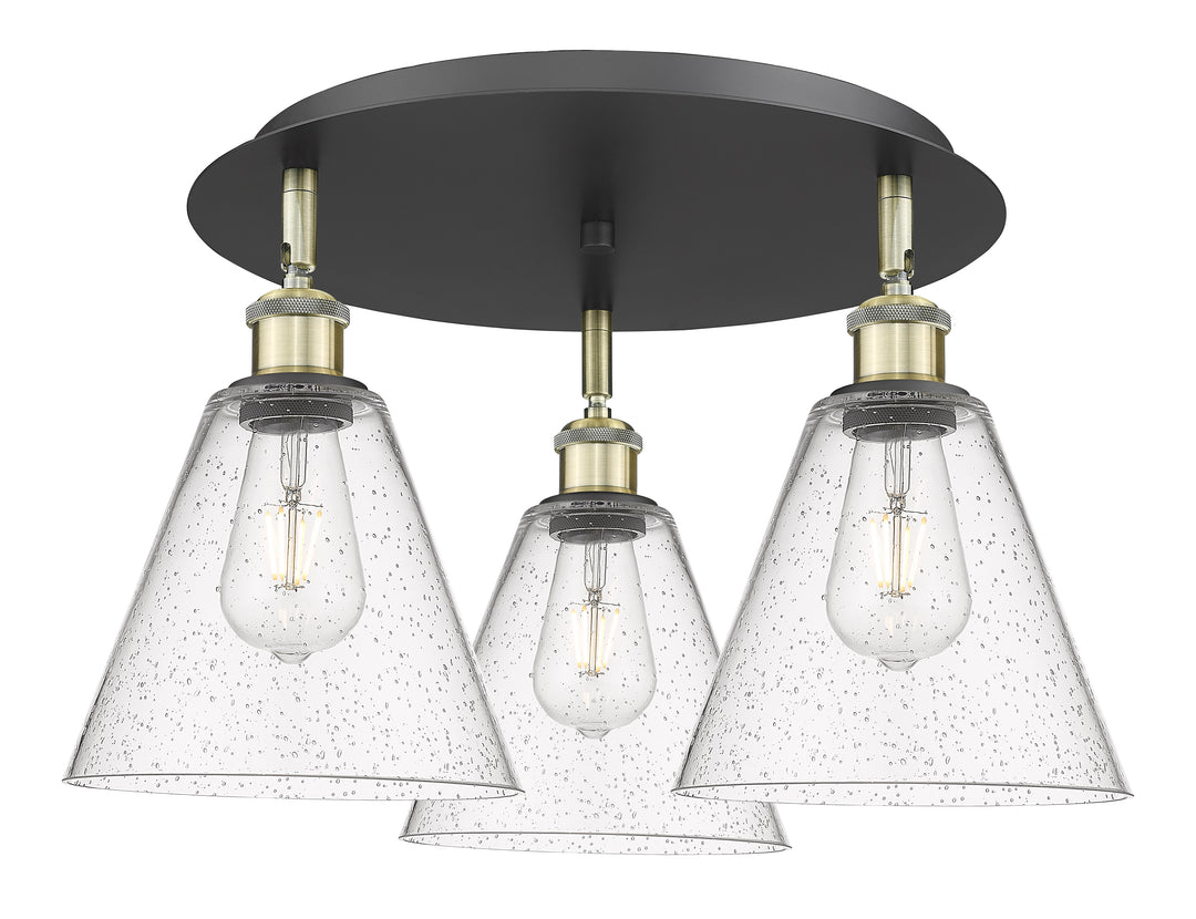 Innovations Lighting Berkshire Glass 8" Flush Mount Ceiling Flush Mounts Innovations Lighting Black Antique Brass Seedy ; Glass Type: Seeded 