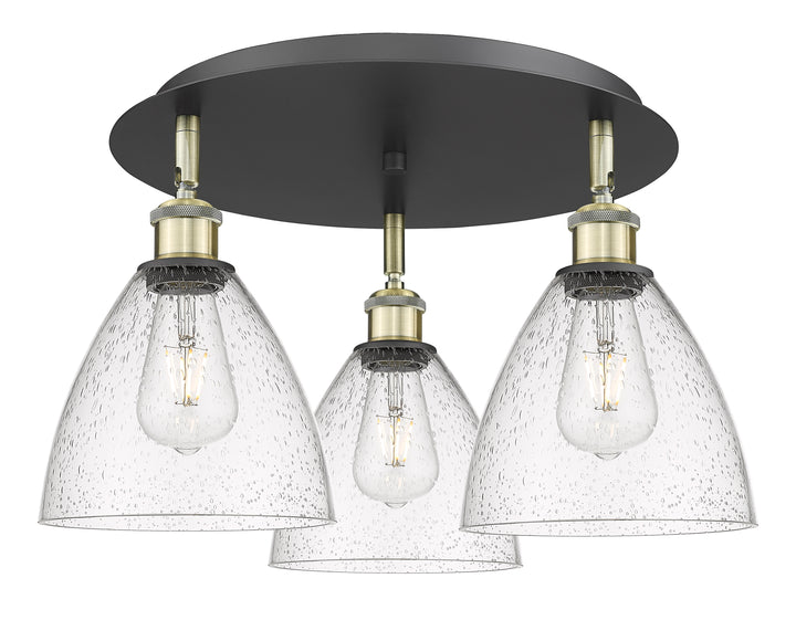 Innovations Lighting Bristol 7.5" Flush Mount - Black Antique Brass Ceiling Flush Mounts Innovations Lighting Seedy ; Glass Type: Seeded  