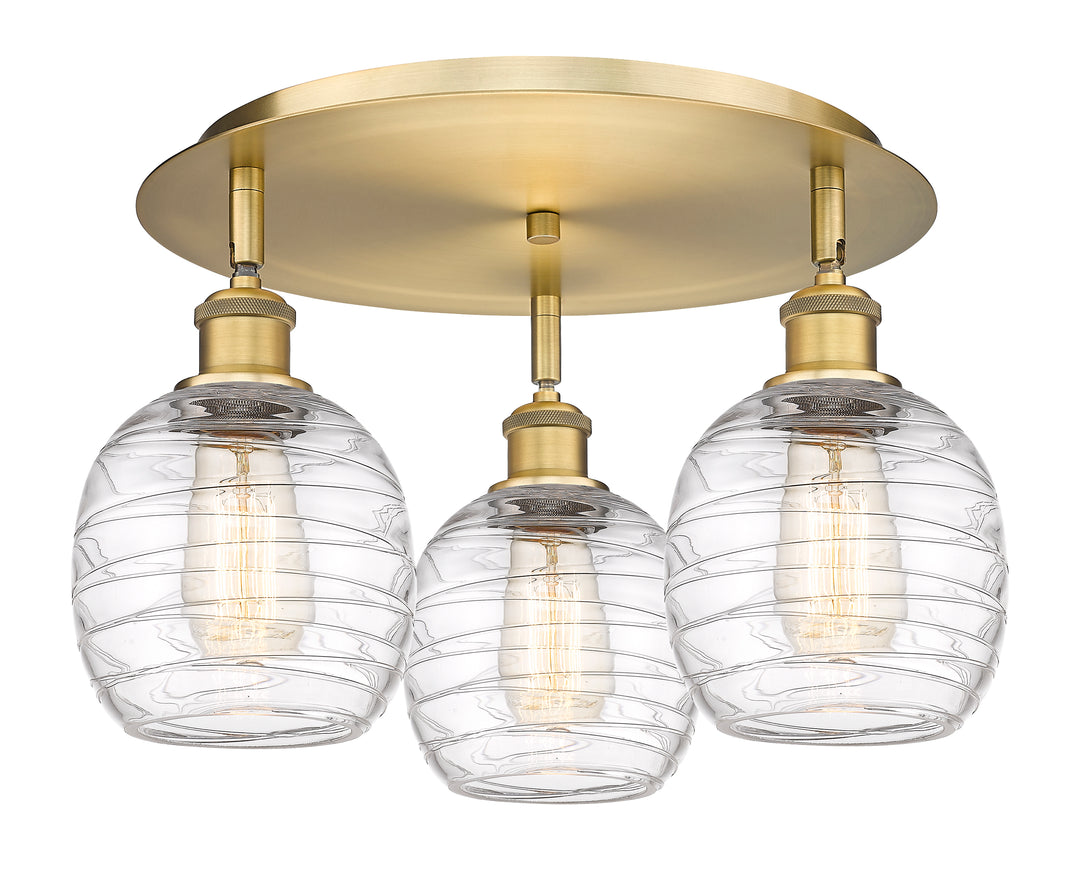 Innovations Lighting Belfast 6" Flush Mount - Brushed Brass Ceiling Flush Mounts Innovations Lighting Deco Swirl ; Glass Type: Clear  