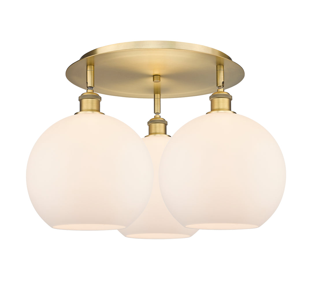 Innovations Lighting Athens 10" Flush Mount Ceiling Flush Mounts Innovations Lighting Brushed Brass Matte White ; Glass Type: White 