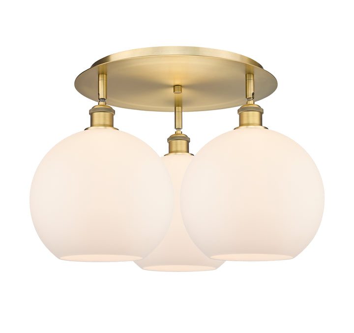 Innovations Lighting Athens 10" Flush Mount Ceiling Flush Mounts Innovations Lighting Brushed Brass Matte White ; Glass Type: White 