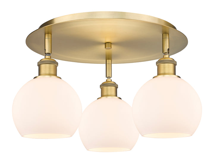 Innovations Lighting Athens 6" Flush Mount Ceiling Flush Mounts Innovations Lighting Brushed Brass Matte White ; Glass Type: White 