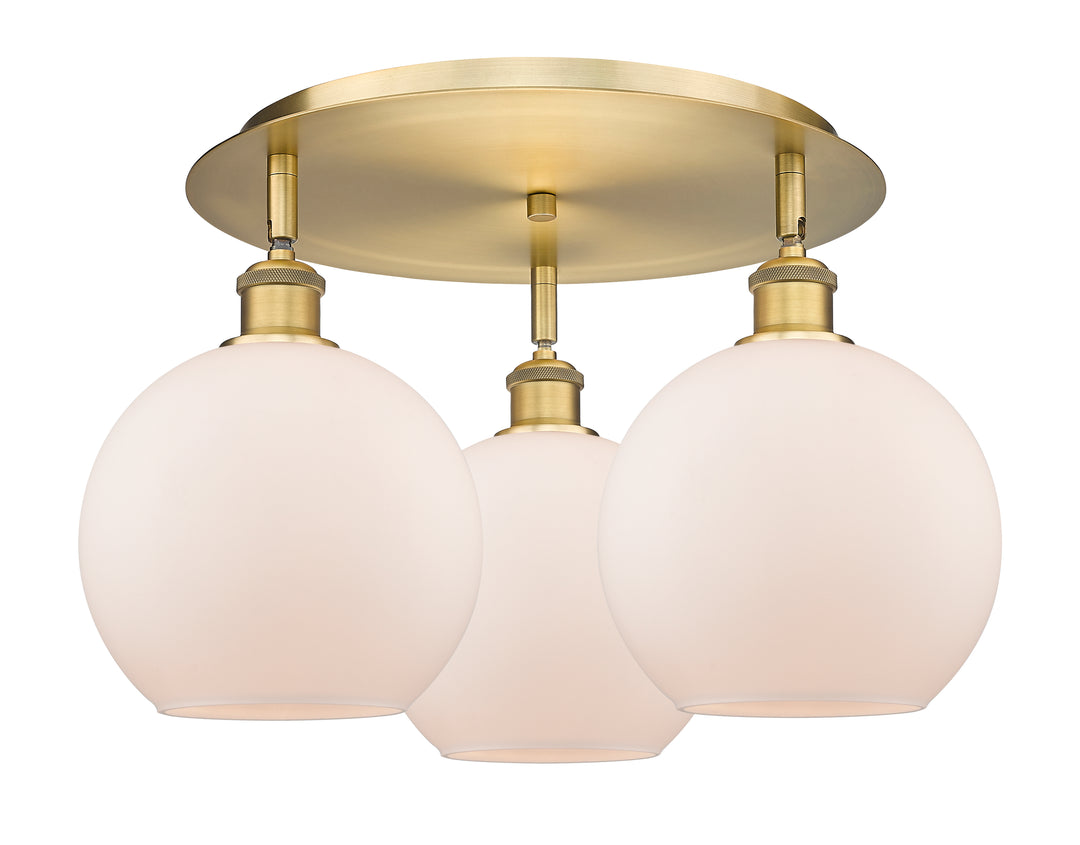 Innovations Lighting Athens 8" Flush Mount Ceiling Flush Mounts Innovations Lighting Brushed Brass Matte White ; Glass Type: White 