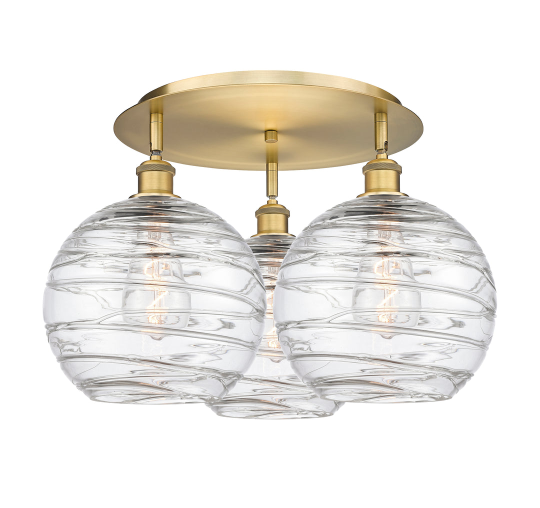 Innovations Lighting Athens Deco Swirl 10" Flush Mount Ceiling Flush Mounts Innovations Lighting Brushed Brass Clear Deco Swirl ; Glass Type: Transparent 