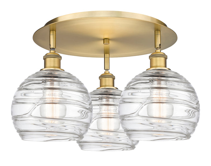 Innovations Lighting Athens Deco Swirl 8" Flush Mount Ceiling Flush Mounts Innovations Lighting Brushed Brass Clear Deco Swirl ; Glass Type: Cleat 