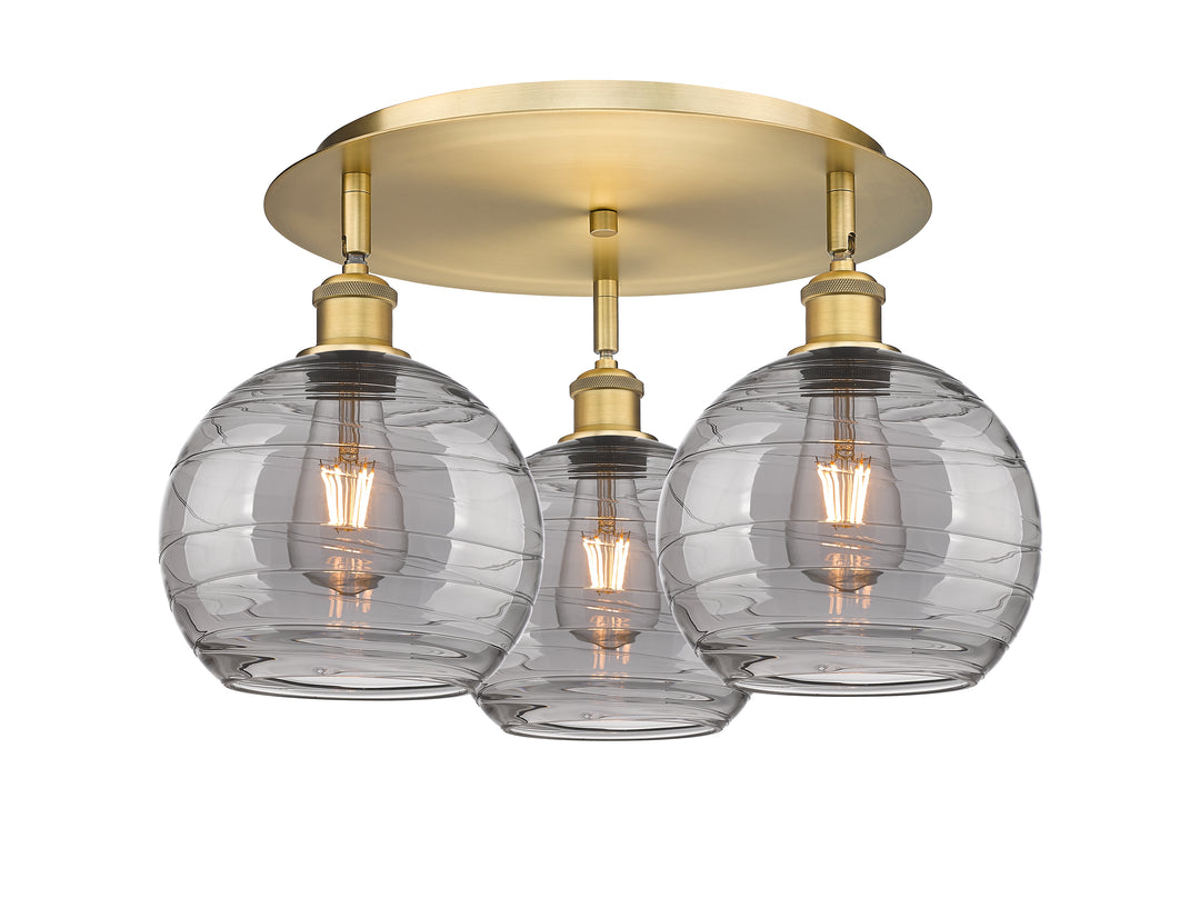 Innovations Lighting Athens Deco Swirl 8" Flush Mount Ceiling Flush Mounts Innovations Lighting Brushed Brass Light Smoke Deco Swirl ; Glass Type: Smoked 