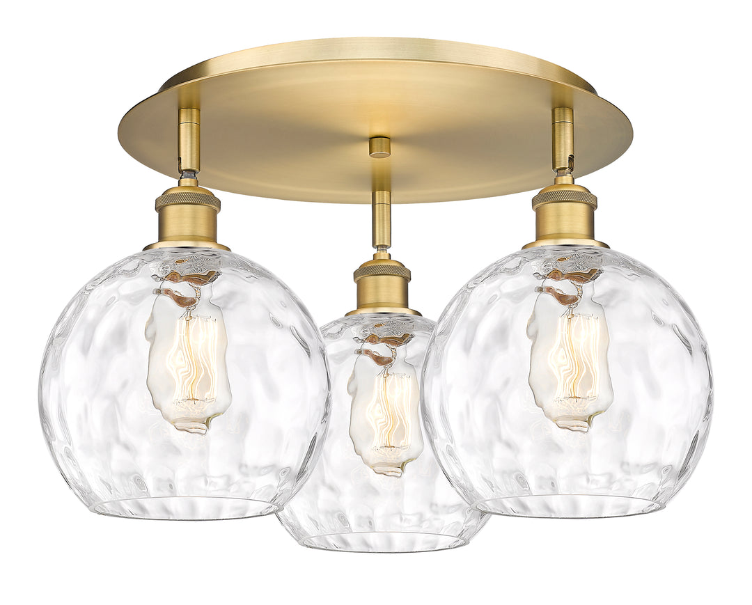 Innovations Lighting Athens Water Glass 8" Flush Mount Ceiling Flush Mounts Innovations Lighting Brushed Brass Clear Water Glass ; Glass Type: Clear 