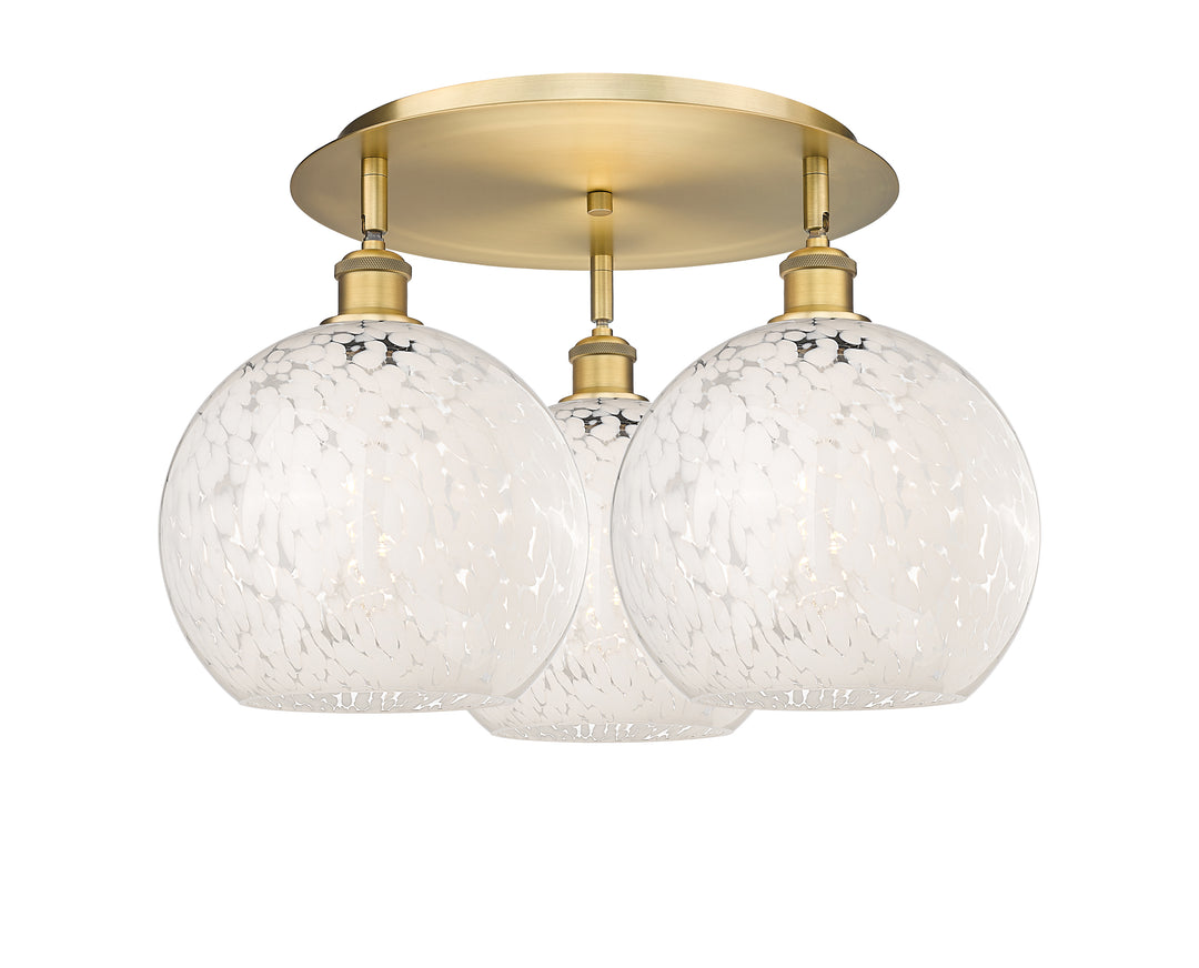 Innovations Lighting White Mouchette 10" Flush Mount - Brushed Brass Ceiling Flush Mounts Innovations Lighting White Mouchette ; Glass Type: White  