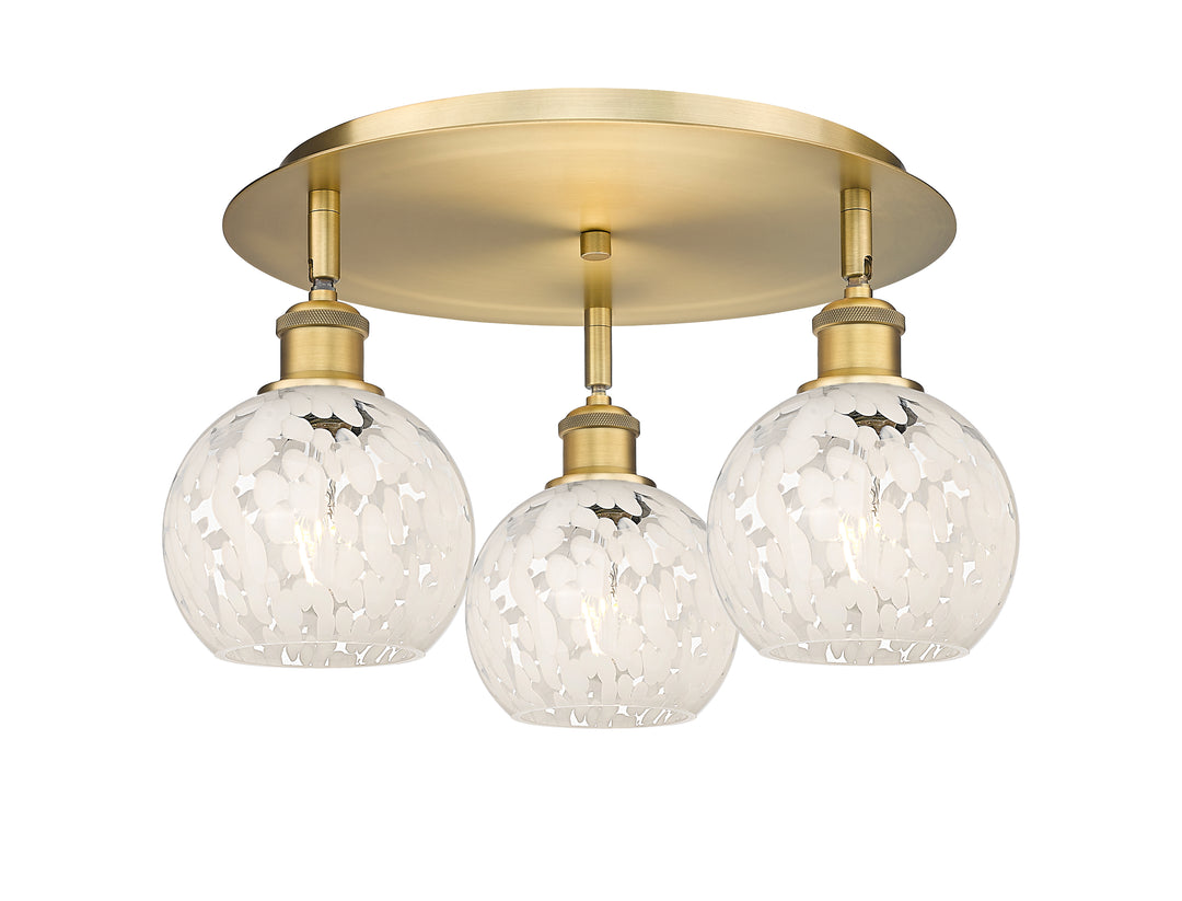 Innovations Lighting White Mouchette 6" Flush Mount - Brushed Brass Ceiling Flush Mounts Innovations Lighting White Mouchette ; Glass Type: White  