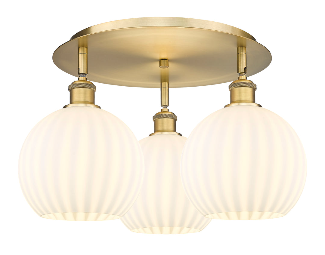 Innovations Lighting White Venetian 8" Flush Mount - Brushed Brass Ceiling Flush Mounts Innovations Lighting White Venetian ; Glass Type: White  