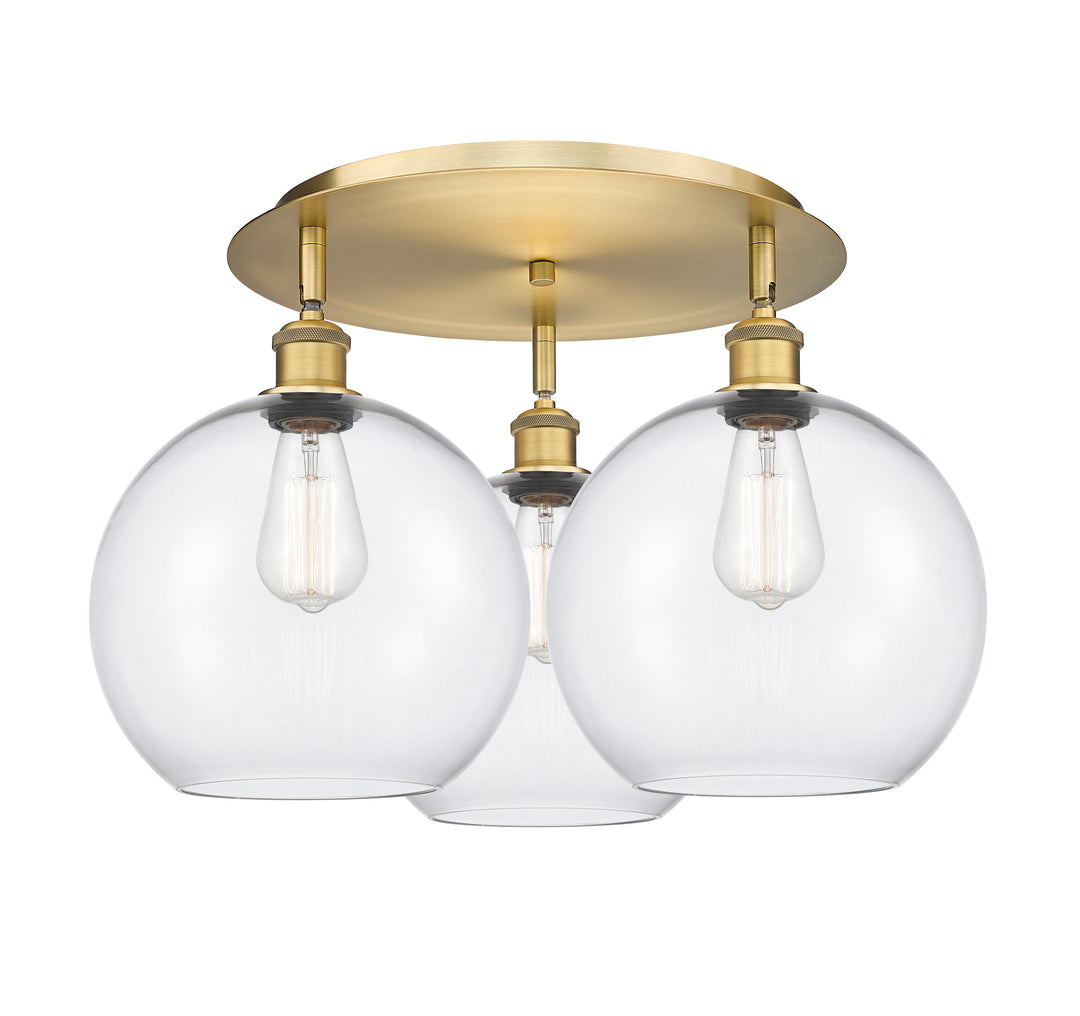 Innovations Lighting Athens 10" Flush Mount Ceiling Flush Mounts Innovations Lighting Brushed Brass Clear ; Glass Type: Clear 