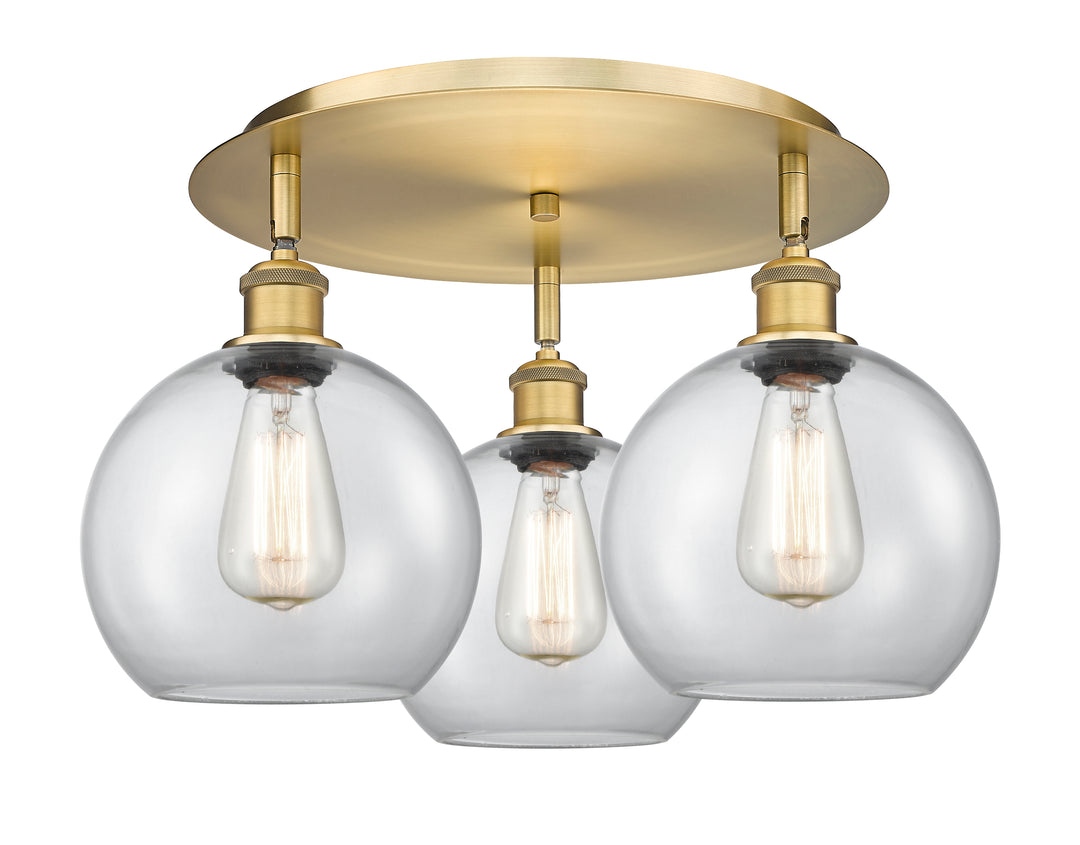 Innovations Lighting Athens 8" Flush Mount Ceiling Flush Mounts Innovations Lighting Brushed Brass Clear ; Glass Type: Clear 