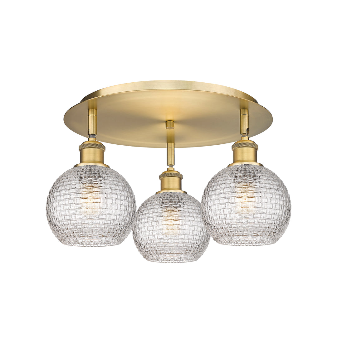 Innovations Lighting Athens 6" Flush Mount Ceiling Flush Mounts Innovations Lighting Brushed Brass Clear Basket Weave ; Glass Type: Clear Basket Weave 