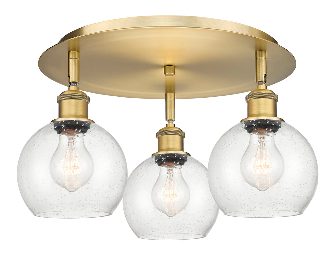 Innovations Lighting Athens 6" Flush Mount Ceiling Flush Mounts Innovations Lighting Brushed Brass Seedy ; Glass Type: Seeded 