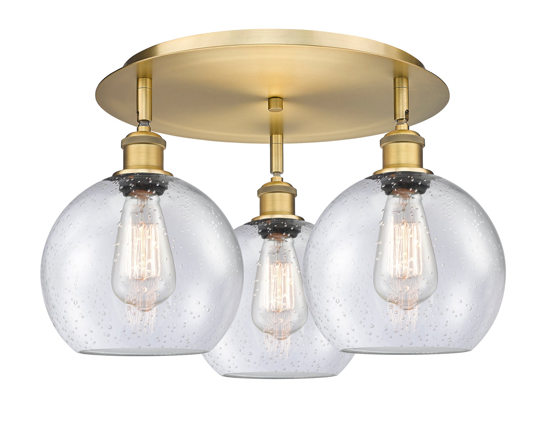 Innovations Lighting Athens 8" Flush Mount Ceiling Flush Mounts Innovations Lighting Brushed Brass Seedy ; Glass Type: Seeded 