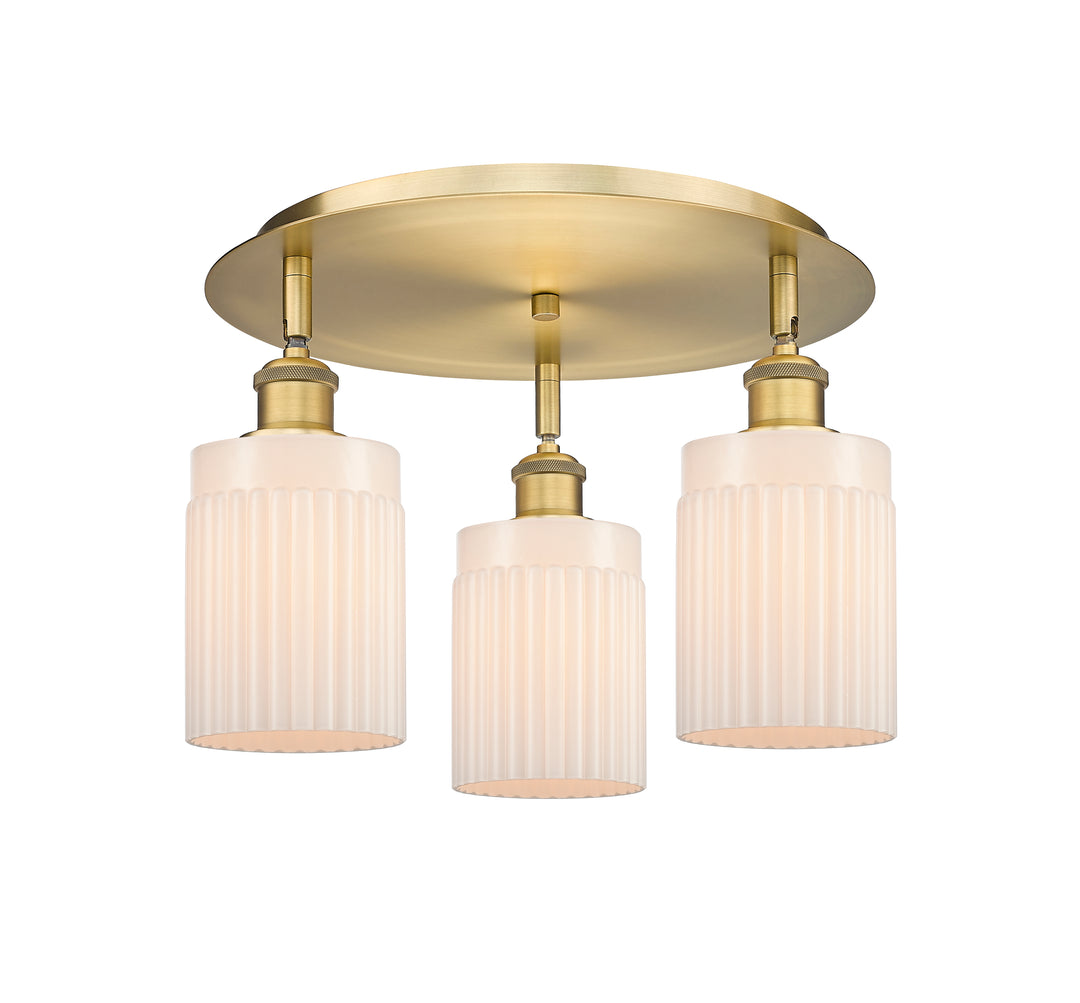 Innovations Lighting Hadley 5" Flush Mount - Brushed Brass Ceiling Flush Mounts Innovations Lighting Matte White ; Glass Type: White; Ribbed  