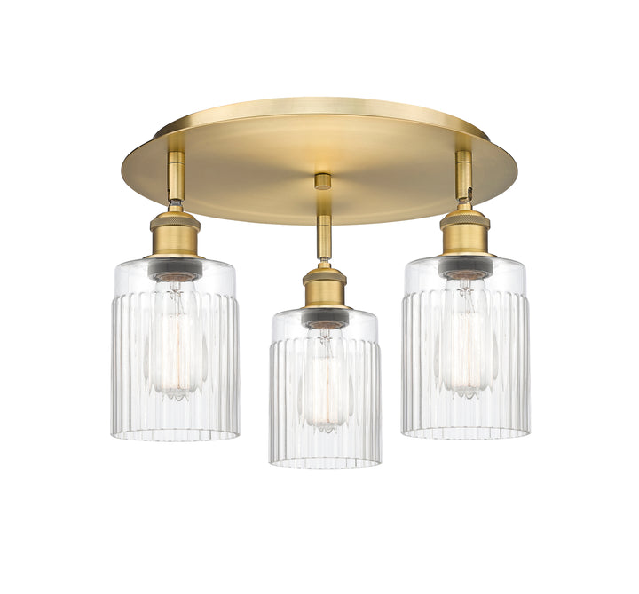 Innovations Lighting Hadley 5" Flush Mount - Brushed Brass Ceiling Flush Mounts Innovations Lighting Clear ; Glass Type: Clear; Ribbed  