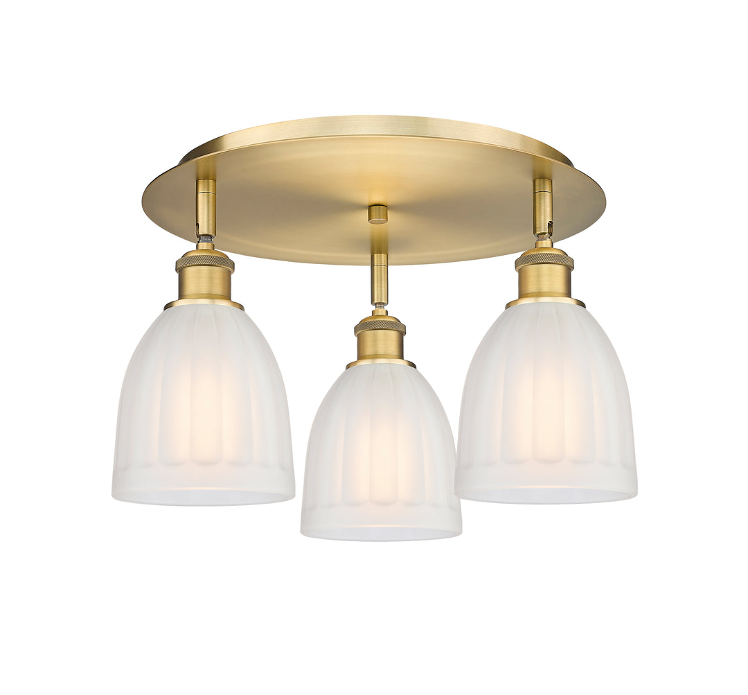 Innovations Lighting Brookfield 6" Flush Mount Ceiling Flush Mounts Innovations Lighting Brushed Brass White ; Glass Type: Frosted; Ribbed 