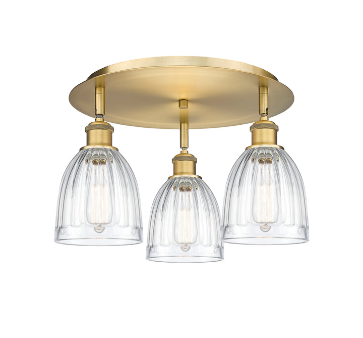 Innovations Lighting Brookfield 6" Flush Mount Ceiling Flush Mounts Innovations Lighting Brushed Brass Clear ; Glass Type: Transparent; Ribbed 